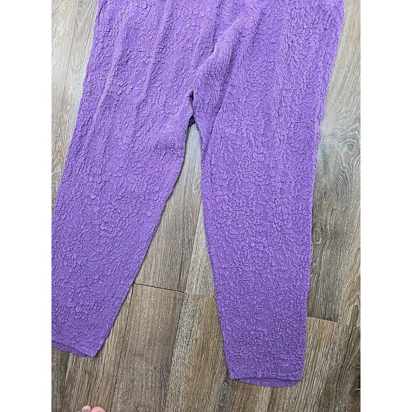 URU Kristine St. Rrik Silk Pants Womens One Size Purple Elastic Waist Pull On - Picture 3 of 10